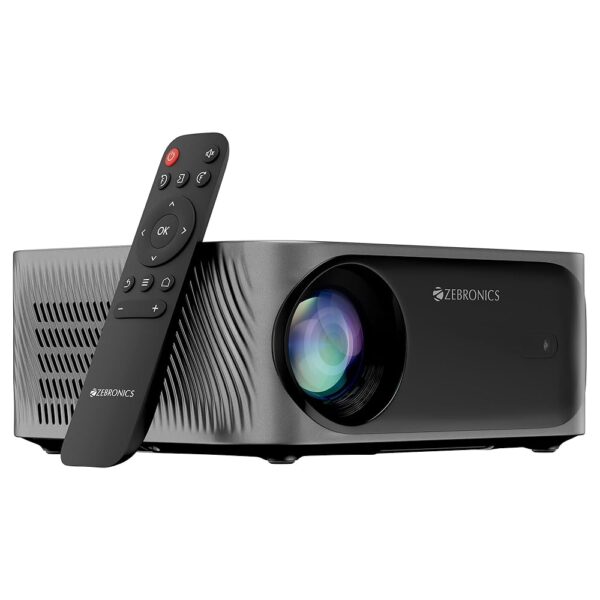 ZEBRONICS ZEB-PIXAPLAY 24 (4000 lm / Remote Controller) Portable Full HD 1080p, 160-inch Screen Size, Auto Focus & Keystone, Bluetooth, WIFI, HDMI (ARC), USB, AUX, APP Support, Miracast Smart LED Projector
