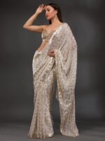 Koskii Embellished Sequinned Pure Georgette Saree - Image 3