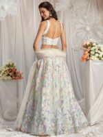 Embroidered Sequinned Net Semi Stitched Lehenga & Unstitched Blouse With Dupatta - Image 3