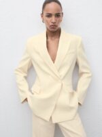 MANGO Notched Lapel Single-Breasted Blazer