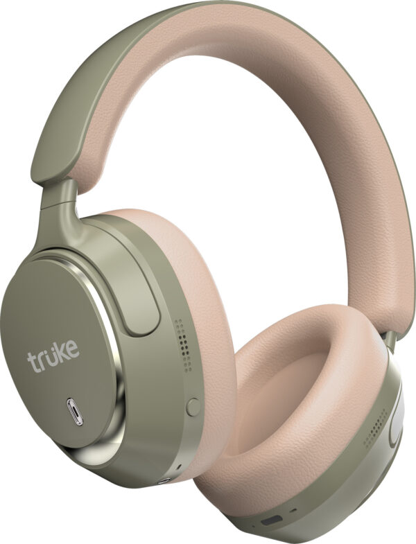 truke Aura Bass headphone w/ 40mm Drivers, 50Hrs playtime, low latency, ENC, Deep Bass Bluetooth  (Green, On the Ear)