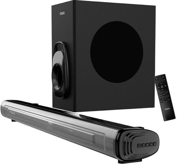 MarQ by Flipkart Thunder 200, 200 Watts, 2.1 Channel, Immersive cinematic experience, EQ Modes 200 W Bluetooth Soundbar  (Black, 2.1 Channel)